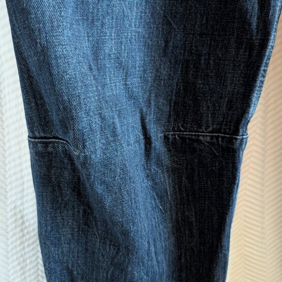Zara Horseshoe Barrel Jeans Size 8 High Waist Sculpted Leg Dark Blue Wash Denim - Picture 5 of 11